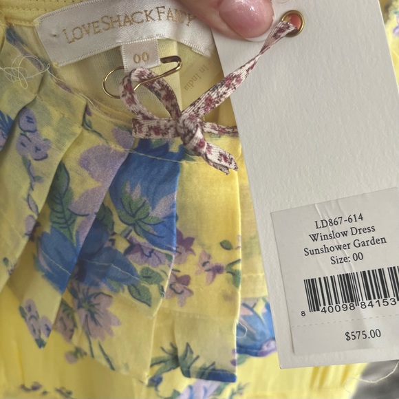 Love Shack Fancy Winslow Floral Off Shoulder Maxi Dress Ruffle Size 00 NWT - Picture 7 of 10